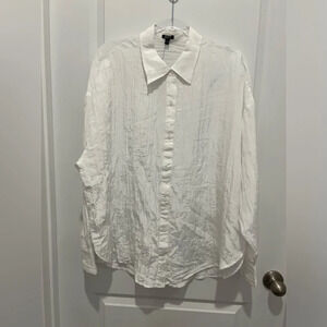Express White Wrinkle Look Button Down Blouse NWT